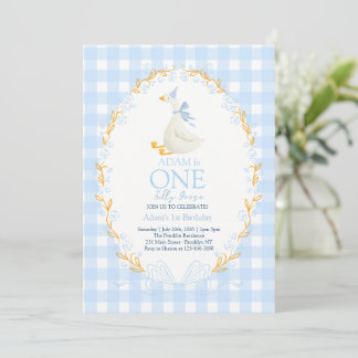 Invitación Blue One Silly Goose 1st Birthday
