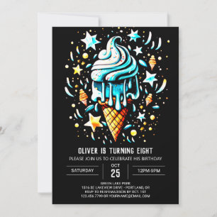 Invitación Blue Online Elegant Boy Ice Cream Cumpleaños