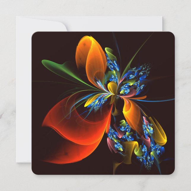 Invitación Blue Orange Floral Modern Abstract Art Pattern #03 (Anverso)