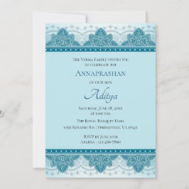 Invitación Blue Paisley Annaprashan | Primer arroz