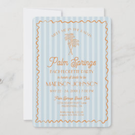 Invitación Blue Palm Springs Pastel Beach Bachelorette Party
