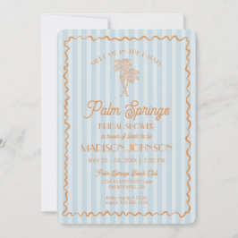 Invitación Blue Palm Springs Pastel Beach Bridal Shower