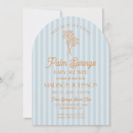 Invitación Blue Palm Springs Pastel Beach Cabana Baby Shower