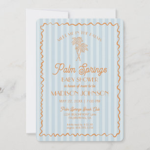 Invitación Blue Palm Springs Pastel Beach Cabana Baby Shower