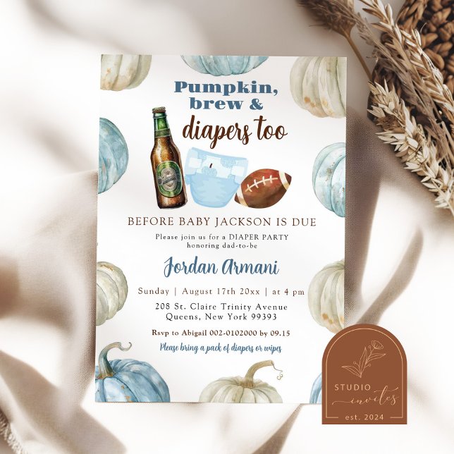 Invitación Blue Pastel Boy Calabaza Breve y Diapers (Subido por el creador)