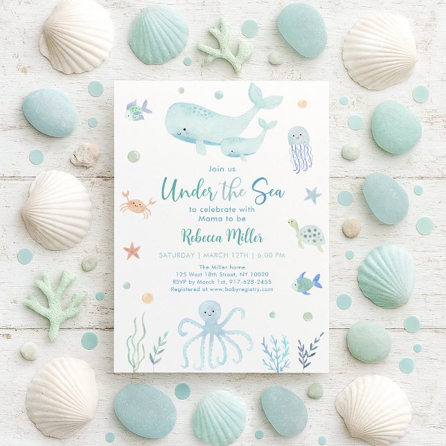 Invitación Blue Pastel Under the Sea Baby Shower (Subido por el creador)