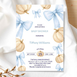 Invitación Blue Pastel Watercolor Calabaza de la cinta adhesi