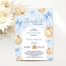 Invitación Blue Pastel Watercolor Calabaza de la cinta adhesi