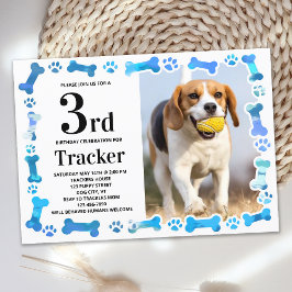 Invitación Blue Paw imprime foto de la fiesta de cumpleaños d