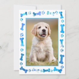 Invitación Blue Paw Imprime Nueva Ducha De Cachorro De Perro 