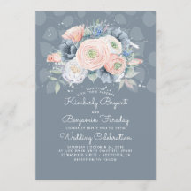 Blue Peach y Pink Floral Elegante Wedding