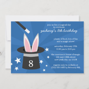 Invitación Blue Peek-a-Boo Rabbit Personalizado Magic Birday 