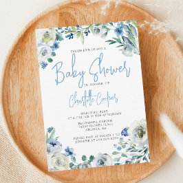 Invitación Blue Peony Floral Moda Spring Garden Baby Shower