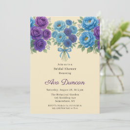 Invitación Blue Peony y Fig Purple Rosa Bridal Shower