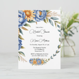 Invitación Blue Peony y Yellow Daisies Bridal Shower