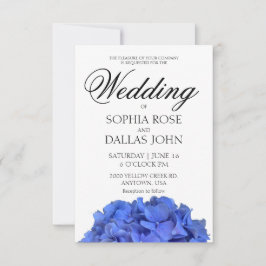 Invitación Blue periwinkle elegante hidrangeas florales Boda