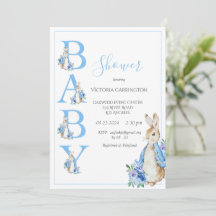 Blue Peter Rabbit con Baby Shower de flores