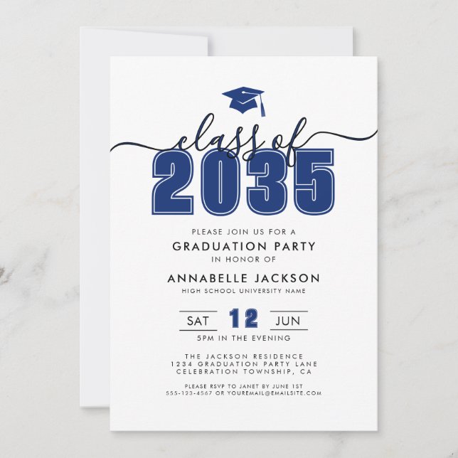 Invitación Blue Photo Graduation Party (Anverso)