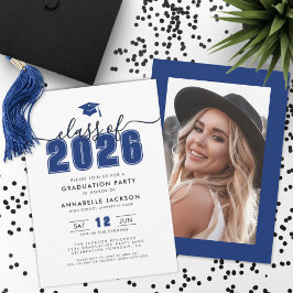 Invitación Blue Photo Graduation Party