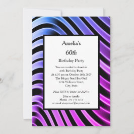 Invitación Blue Pink 60th Birthday Party Modern