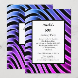 Invitación Blue Pink 60th Birthday Party Modern