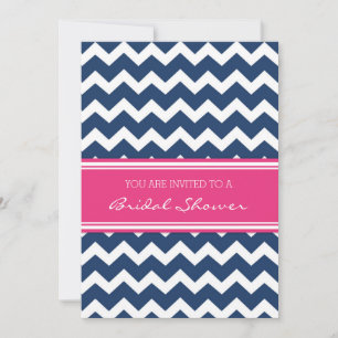 Invitación Blue Pink Chevron Bridal Shower Invitation Cards