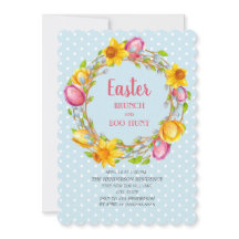 Blue Pink Yellow Floral Easter Brunch Huevos Hunt