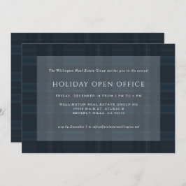 Invitación Blue Plaid Business Corporate Holiday Christmas In
