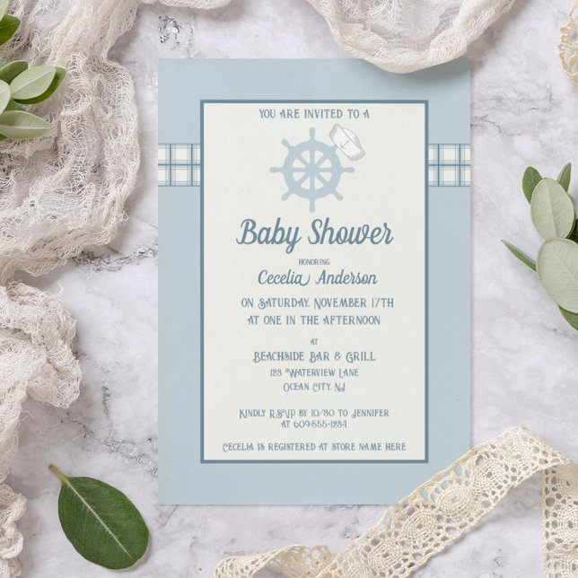 Invitación Blue Plaid Nauid Baby Boy Shower (Subido por el creador)