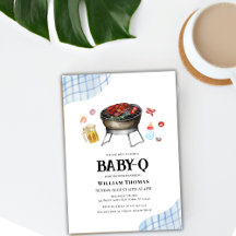 Blue Plaid Retro Country Baby Q Baby Shower