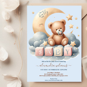 Invitación Blue Podemos Bear Wait Boy Baby Shower