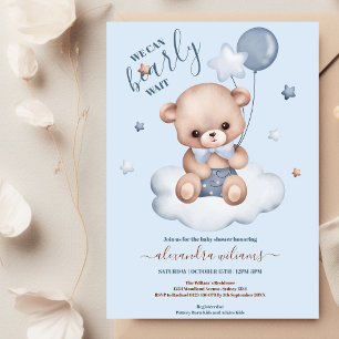 Invitación Blue Podemos Bear Wait Boy Baby Shower
