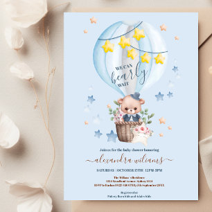 Invitación Blue Podemos Bear Wait Boy Baby Shower