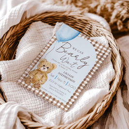 Invitación Blue Podemos Bear Wait Boy Baby Shower