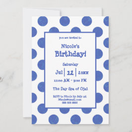 Invitación Blue Polka Dot Birthday Party