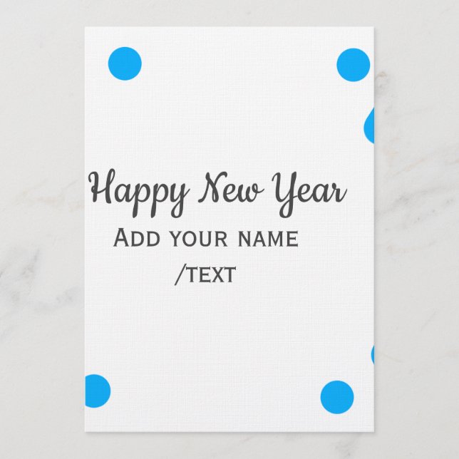Invitación Blue polkadots happy new year add name messasimple (Anverso)