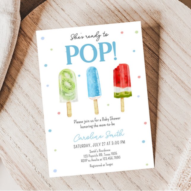 Invitación Blue Popsicle Baby Shower (Ready to Pop Baby Shower Invitation)