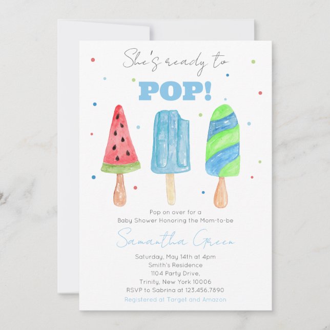 Invitación Blue Popsicle Baby Shower (Anverso)
