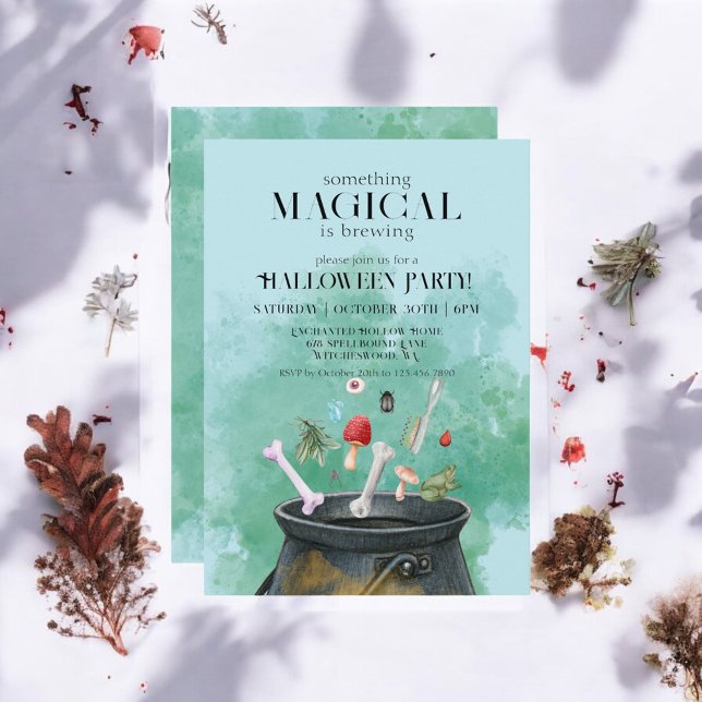 Invitación Blue Potions & Spells Wites Cauldron Halloween (Subido por el creador)