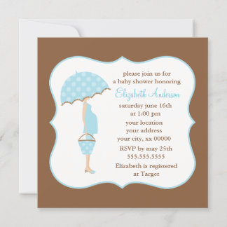 Invitación Blue Pregnant Mom Boy Baby Shower