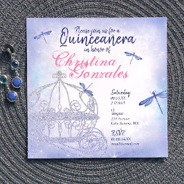 Invitación Blue Princess Carriage Quinceañera