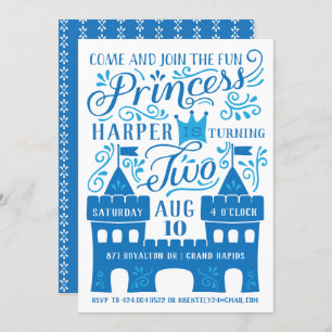 Invitación Blue Princess Winter Second Birday Party