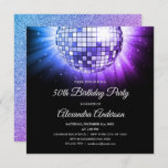 Invitación Blue Purple 50th Birthday Party Disco Ball<br><div class="desc">Fiesta de 50º cumpleaños púrpura y azul Disco Ball Invitación a la fiesta. La 50ª Invitación a la Fiesta de Cumpleaños es perfecta para una moderna fiesta de cumpleaños número 50. El Diseñador puede crear productos coincidentes personalizados por petición.</div>