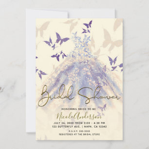 Invitación Blue Purple Butterfly Dance Vress Brilla Shower