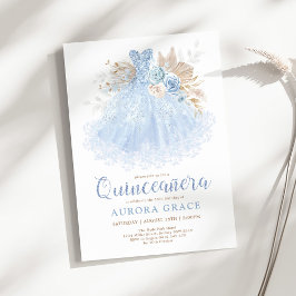 Invitación Blue Quinceañera Princess Dress Mis Quince Años
