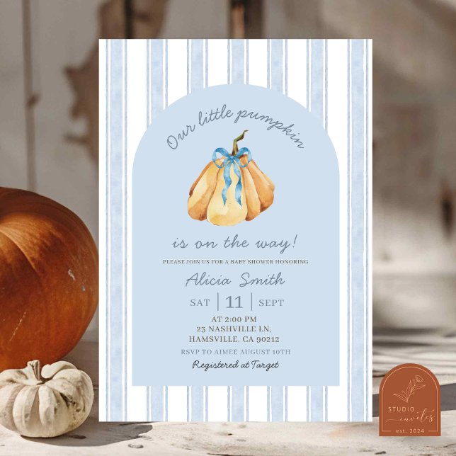 Invitación Blue Quirky Pumpkin Boy Baby Shower (Subido por el creador)