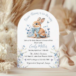 Invitación Blue Rabbit Bunny Wildflower Baby Shower
