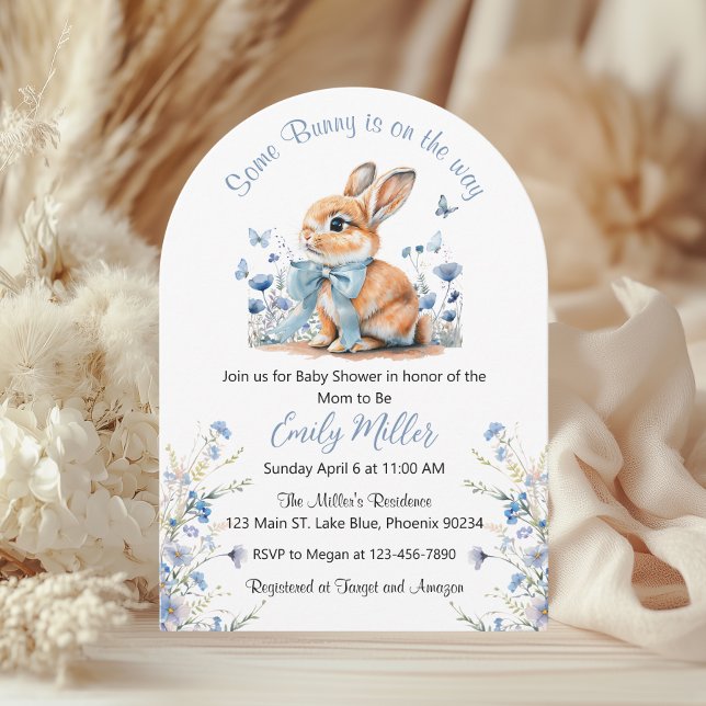 Invitación Blue Rabbit Bunny Wildflower Baby Shower (Subido por el creador)