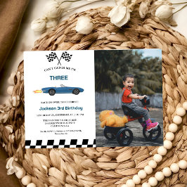 Invitación Blue Race Car Boy 3 Fiesta de cumpleaños