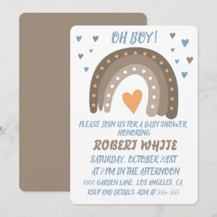 Invitación Blue Rainbow Baby Shower Boy